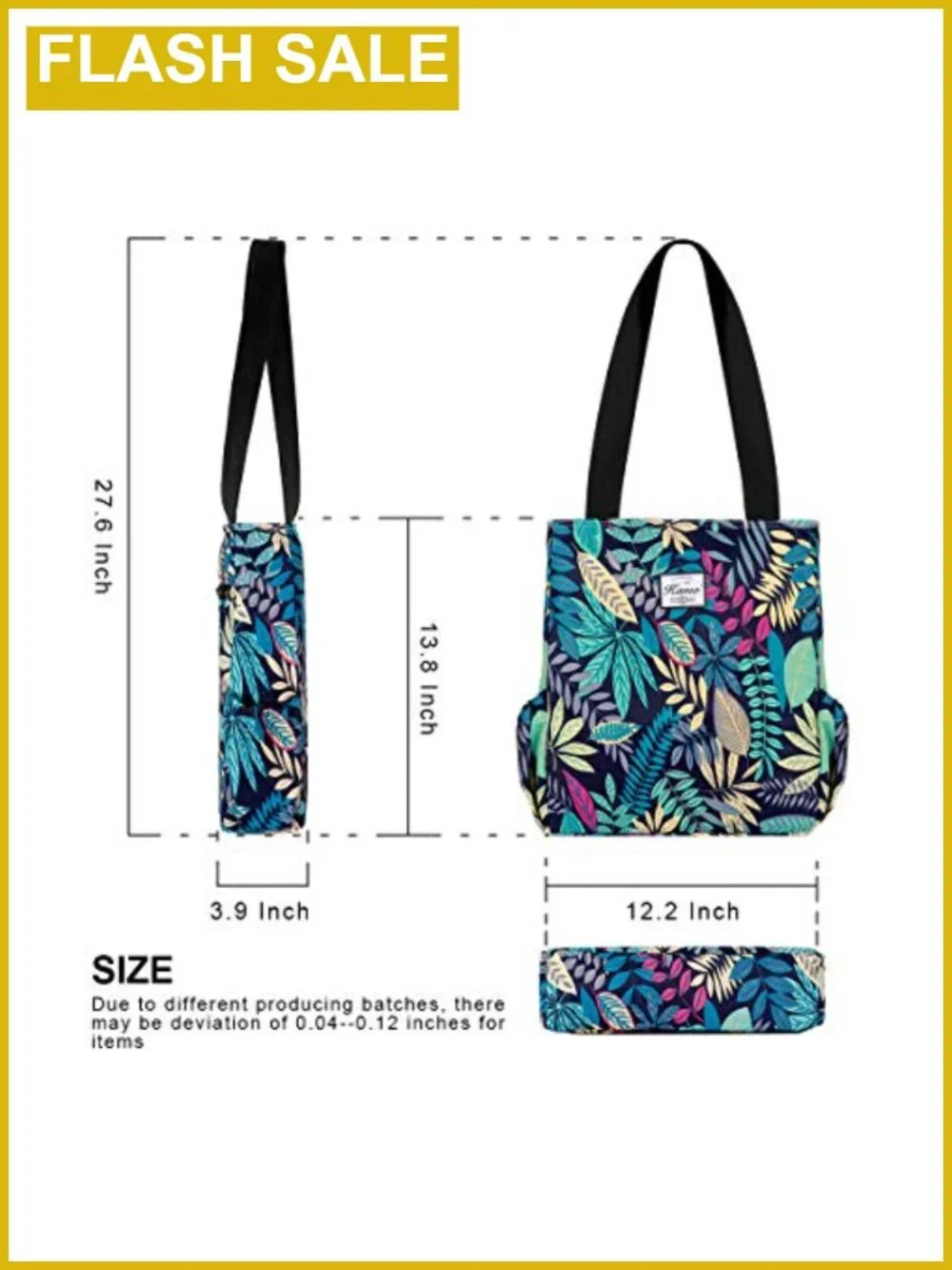 Waterproof Floral Tote Bag Lightweight Travel Shoulder Bag for Beach Gym Yoga